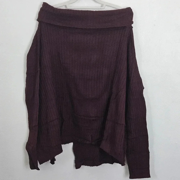 Free people juicy long sleeve cowl neck top in date night burgundy size XS NWT - Picture 1 of 8